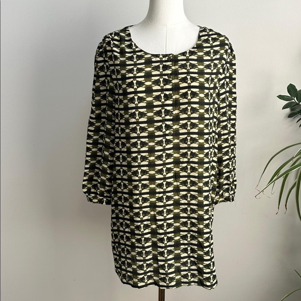 Anthropologie FEI Women’s Lightweight‎ Silk Abstract Geometric Print Blouse 8
